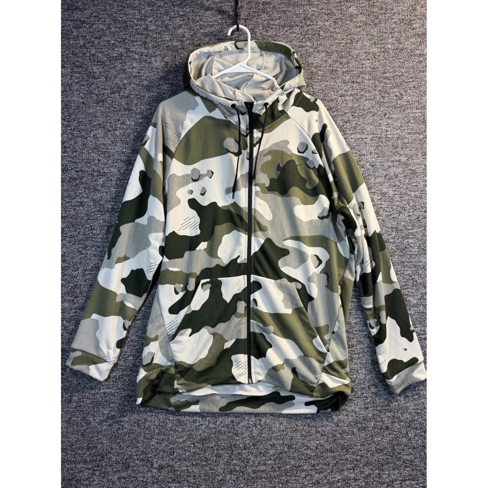 Nike Dri-FIT Camo Full Zip Hoodie Mens XL Green Cream Camouflage Training Jacket